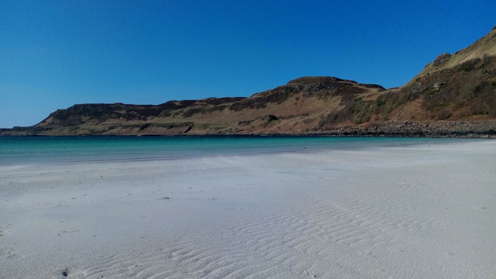 Calgary Bay Beach on Isle of Mull. Beautiful turquoise water with white sand.